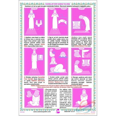 Kadınların Namaz Şekli Posteri - Saten Kumaş